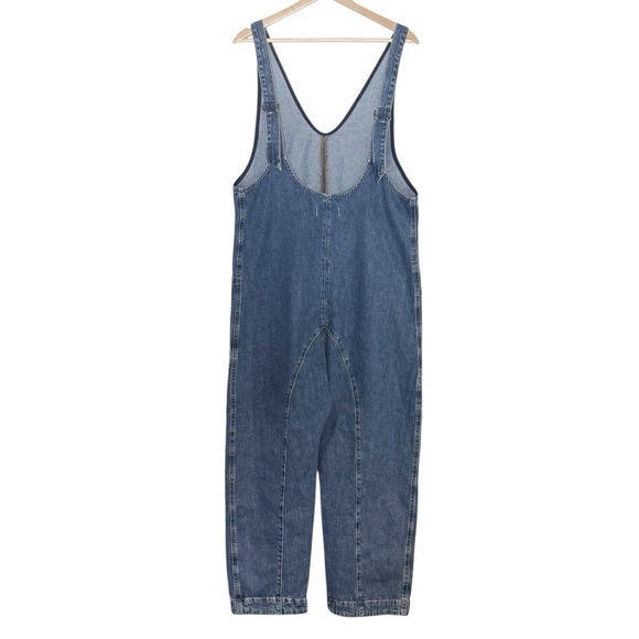 FP We the Free High Roller Baggy Denim Overalls Size S Oversized Boho Pockets - Picture 3 of 14